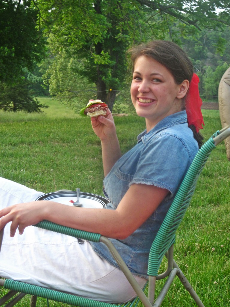 Happy with your hamburger, Grace? 