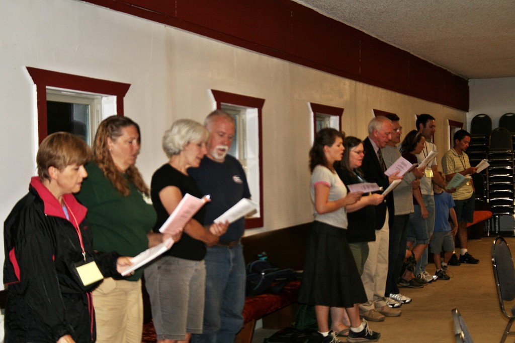 Group singing.., Actually, this is only the counselors.