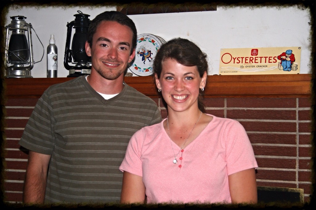 There are two tradtions during a courtship in our family. One, the couple has their picture taken in front of the fireplace. And two, the couple goes milk the cows together at least once! ;) 