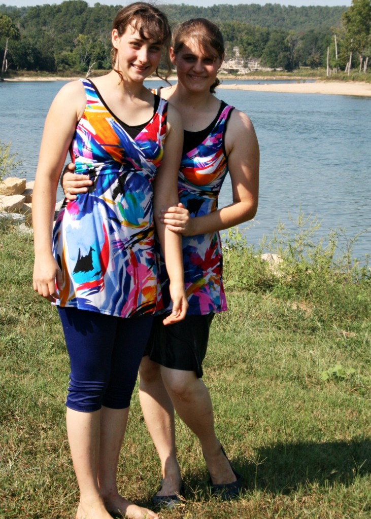 Matching swim girls!