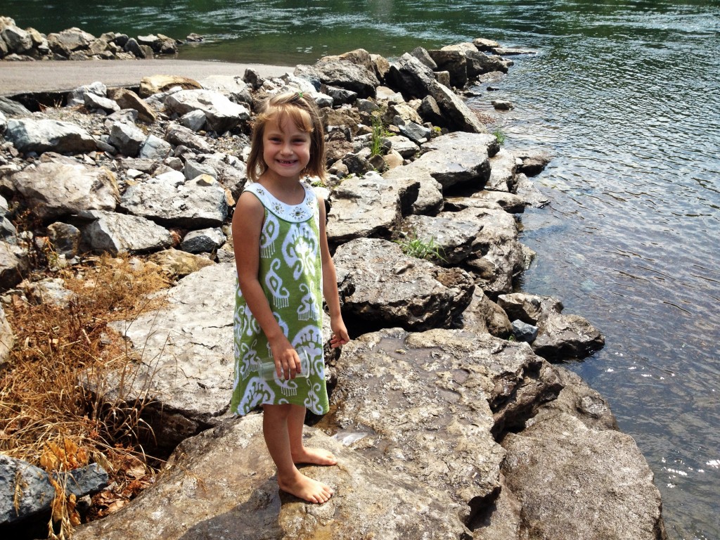 Emma Janey loves to sit on the shore and throw rocks!