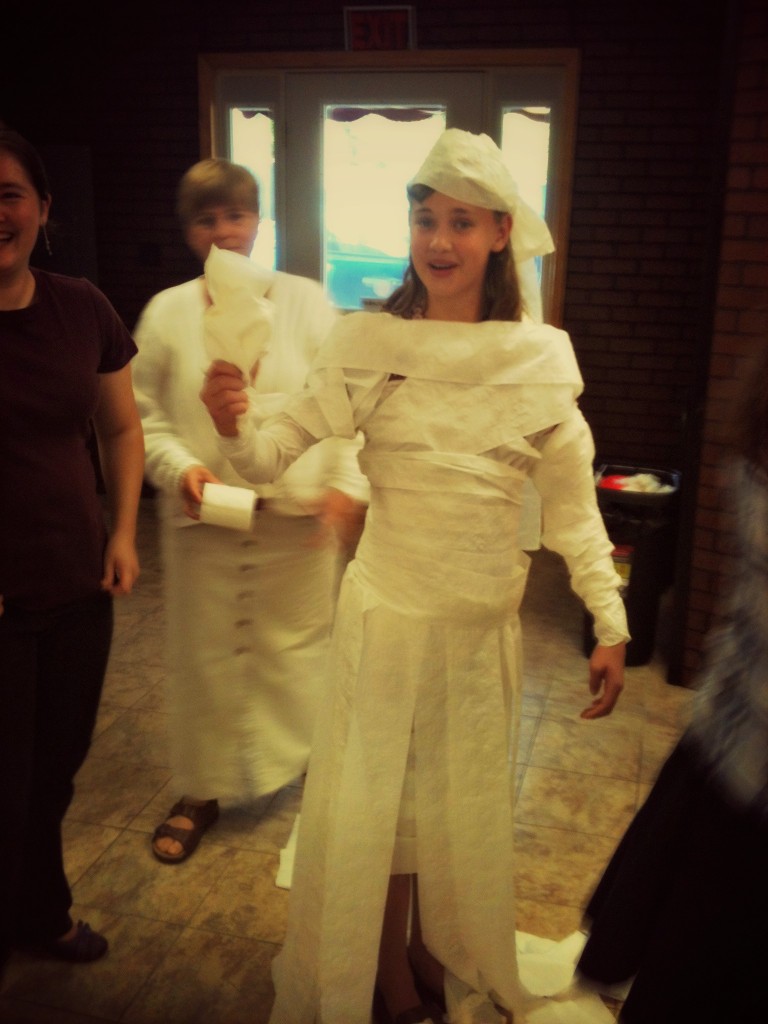 We played the toilet paper bride game! All the wedding dresses were made with toilet paper!