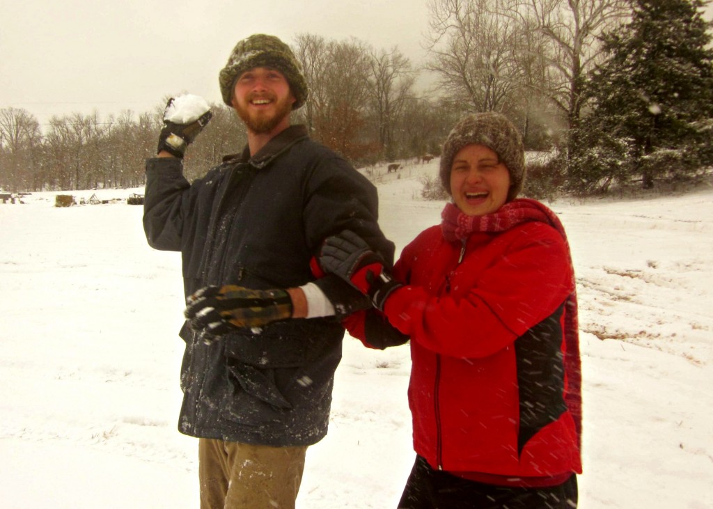     By the look on Sarah's face, I'm figuring somebody's on the other side of the camera about to launch a snowball!