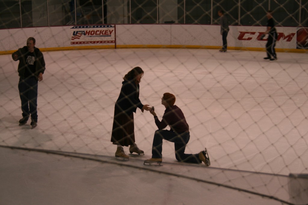 No clue what he said, so let's paraphrase. "Kitty, you have been the queen of my heart since I was an obnoxious, red-headed 13 year old. Will you marry me?"