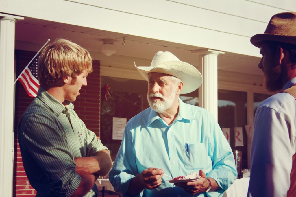 Learning wisdom from the older generation, or maybe they're just talking about cows.  